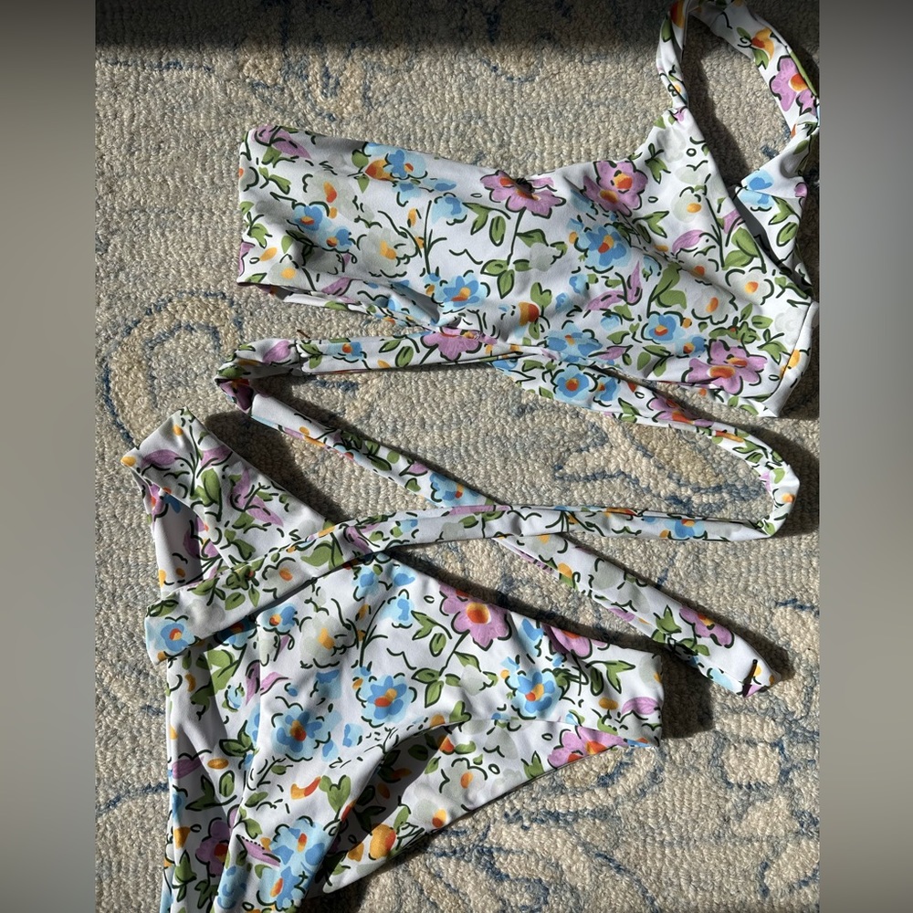 One shoulder floral bikini, XS